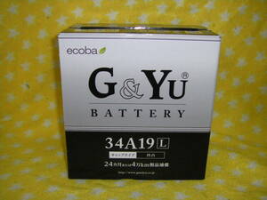 G＆Yu　エコバシリーズ　ecoba　３４Ａ１９Ｌ バッテリー　( 26A19L 28A19L 30A19L と同サイズで高容量品） 