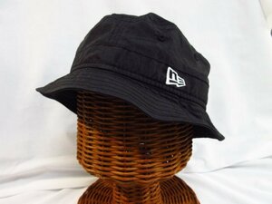 t5396　美品　ニューエラ　バケットハット　帽子　M/L　ナイロン　ブラック　アウトドア　NEW ERA