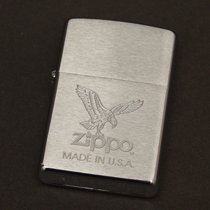 未使用保管品　ZIPPO　アメリカンイーグル　白頭鷲　ジッポーロゴ　レギュラー　ブラッシュド2001年製