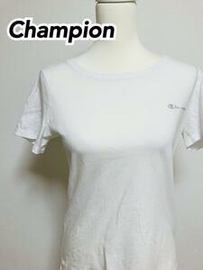 Champion チャンピオン Tシャツ 白 銀ロゴ ポイント 半袖 インナー 男女 シンプル