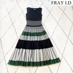 【美品】FRAY I.D リブニットワンピース サマーニット プリーツ