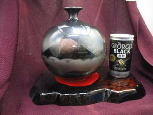 明陶　５号玉　花瓶　富士(台付き)　検　 アンティーク 工芸品 陶芸 日本の陶磁 陶磁一般　花器　壺