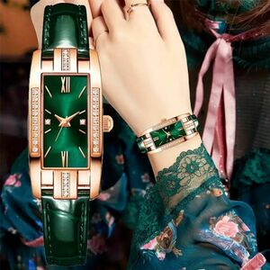 レディース・スクエア型腕時計　上品と高級感の極み　ヴィンテージラインストーン腕時計