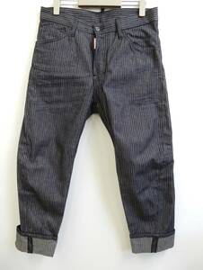 M667/DSQUARED2 ディースクエアード 14AW WORK WEAR JEAN ロールアップ アンクルカット ストライプ 44サイズ/ジーンズ デニム ボタンフライ