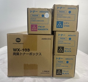 【大阪発】【KONICA MINOLTA】純正未使用トナー ☆ TN324 （K ×2・C ×1・M-S×1）4本☆ WX-103×1本　(5736)