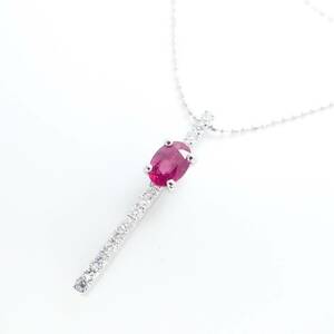 三越 ルビー 0.53ct ダイヤ 0.20ct Pt900 ネックレス