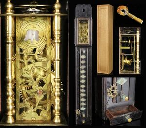 時代物 木製 円天符割駒式 尺時計 大名時計 和時計 掛時計 高33cm アンティーク[6585wwp]