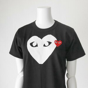 ☆未使用 PLAY COMME des GARCONS ◆ ハート プリント＆ワッペン Tシャツ 黒 M (下げ札付き) 半袖 プレイ コムデギャルソン ◆78/ZX20