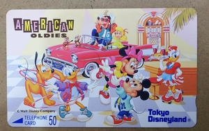未使用テレカ50度 AMERICAN OLDIES Tokyo Disneyland 東京ディズニーランド レア Walt Disney Campany ミッキーマウスと仲間たち *