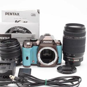 【極上品】 PENTAX K-r ダブルズームキット オーダーカラー ブラウン×ブルー ペンタックス #3199