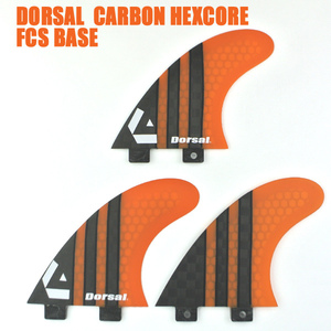 DORSAL/ドーサル CARBON HEXCORE HONEYCOMB ORANGE THRUSTER FIN FCSベース トライフィン3本セット [返品、交換不可]