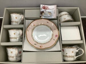 【未使用】保管品 NARUMI ナルミ ロージーブレスレット コーヒー碗皿 カップ&ソーサー 5客セット 花柄 薔薇