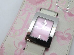 1円◆稼働◆ クリスチャンディオール D78-109 ピンク クオーツ レディース 腕時計 N13407