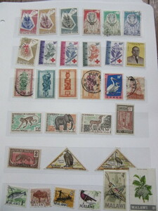 アフリカ諸国　（オートボルタ、コンゴ、カメルーン、モーリタニア、マラウイ　）発行切手、1リーフ