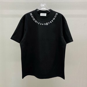 Maison Margiela(メゾン マルジェラ) MM6 半袖 tシャツ ネックナンバリング Tシャツ ファッション ブラック カットソー Lサイズ