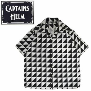 着用少極美 50s名作復刻 CAPTAINS HELM コットンツイル 開襟 ブロックチェック 半袖シャツ メンズL キャプテンズヘルム 日本製 2404216