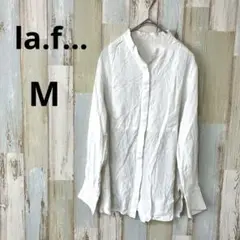 ラエフ ノーカラーシャツ アイボリー M 日本製 シンプル 定番