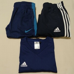 +WW41 まとめ 3枚 セット 福袋 男子 男の子 150 長袖 Tシャツ パンツ 紺 濃紺 アディダス adidas ナイキ NIKE