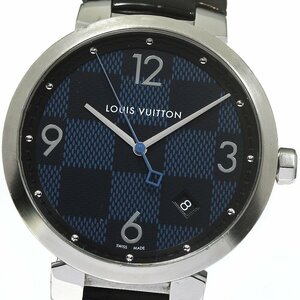 ベルト訳あり ルイ・ヴィトン LOUIS VUITTON QA026 タンブール ダミエ デイト クォーツ メンズ _768096【ev10】