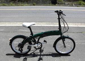 1円～折り畳み電動自転車 36V 8Ah SHIMANO 6速 20インチ 緑色 動作確認済 5423