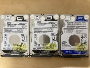 中古 ハードディスク 3台SET 500GB×3個 WD Western Digital ■SATA 2.5インチ_01
