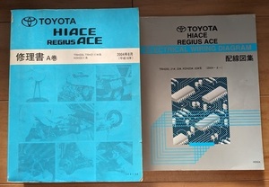 ハイエース　レジアスエース　(200型系)　修理書（A巻）+配線図集　計2冊セット　HIACE　REGIUS ACE　古本・即決・送料無料　管理№ 6488