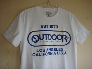 ◆ アウトドアプロダクツ OUTDOOR PRODUCTS Tシャツ【未着用】Mサイズ ロゴが浮き出たエンボスプリント 爽やかな白 コットン LP370発送 