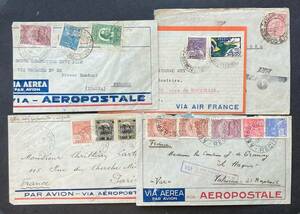 【ブラジル】 1929-39年差出 航空外信便エンタイア 5通（飛行機図案等の航空切手貼＋航空便消印押）＊良品