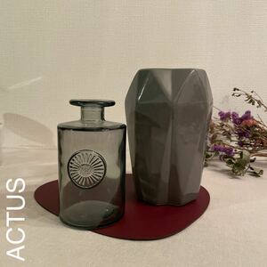 アクタス　花瓶　フラワーベース 2点セット　花器 アンティーク ガラス瓶 レトロ 陶器　インテリア　ブルー　グレー　未使用　ACTUS