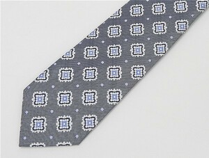 京丹後産生地　日本縫製　ネクタイ　シルバーグレー　小紋柄　シルク100％　小ロット生産品　URN04