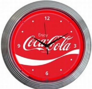 コカコーラ ウェーブ レトロ ネオンクロック壁掛時計 Coca-Colaライセンス品【新品】即決価格