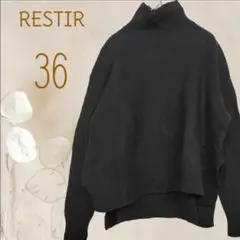 b2092【リステア】レディースハイネックセーター ウール100% 黒サイズ36