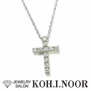 ４℃ ダイヤモンド 18金ホワイトゴールド K18WG ペンダント ネックレス 箱 クロス 十字架 プチネックレス