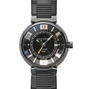 ルイヴィトン LOUISVUITTON タンブール イン ブラック GMT オートマティック Q113K0 自動巻 メンズ 紳士用 男性用 腕時計 中古