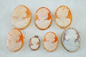 B585 シェルカメオ CAMEO ブローチ セット ヴィンテージ アクセサリー 貴婦人 人像 大量 まとめて おまとめ まとめ売り