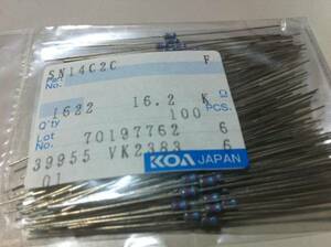 KOA SN14C2C 1/4w　16.2KΩ F ±1％ 100本1袋 (5)