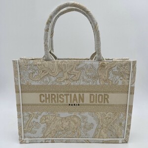 【付属品付き/極美】Christian Dior Book Toteミディアム ディオール ブックトート オブリーク ロゴ ゴールド レディース刺繍 BAG