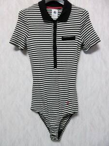 美品 プトバトー カルヴェン Petit Bateau＋Carven 半袖 カットソー ボーダー ボディスーツ XS 亥1693