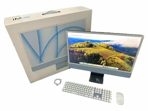 美品 Apple iMac 24インチ M1 2021 デスクトップパソコン PC A2438 ブルー Apple M1チップ 16GB 1TB 本体 アップル アイマック 高性能