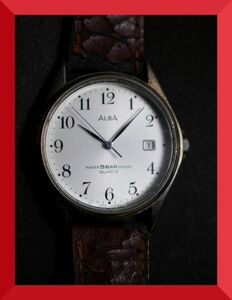セイコー SEIKO アルバ ALBA クォーツ 3針 デイト V732-0D10 男性用 メンズ 腕時計 W874