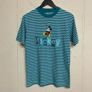 ミッキーマウスディズニー半袖Tシャツ ボーダー柄古着サイズS