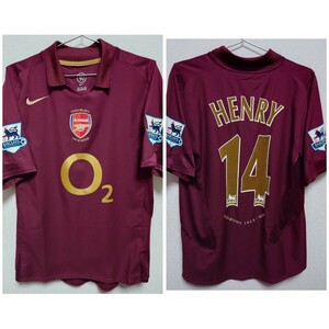 正規品　NIKE 2005〜06 Arsenal　アーセナル ラストハイバリー　アンリ HENRY ネームナンバーフロッキー　パッチ付き