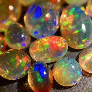 遊色効果抜群!!〔天然ファイヤーオパールおまとめ〕a 75ct ルース 裸石 宝石 ジュエリー jewelry opal 遊色 water fire white ①