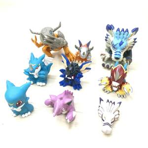 ★デジモン ポケットモンスター ミニフィギュア 指人形 6点セット エクスブイモン ニドキング 等 人形 おもちゃ 中古品★K01587