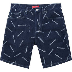 即決 supreme denim logo painter short blue