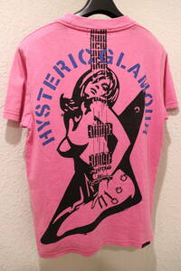 即決 2000年代初頭 HYSTERIC GLAMOUR ヒステリックグラマー Archive ギターガール ガールプリント Tシャツ レディース FREE ピンク