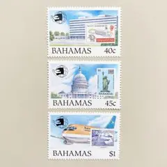 外国切手3枚（バハマ：国際切手展記念）