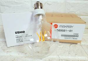 MAXRAY ダウンライト (MD20021-01) E26口金用 + USHIO (LDG3L-G/D/22/9) LEDフィラメント電球 2200K 赤系電球色　※ 同梱不可