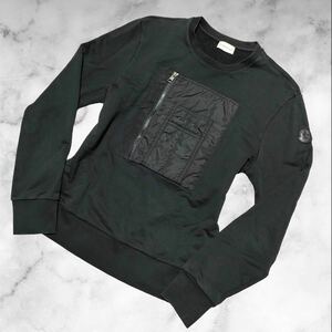 定価10万!!!幻の逸品!!!【モンクレール MONCLER】これ以上なし 黒ワッペン◎ 希少品 ナイロンポケット ロンT スウェット トレーナーM相当