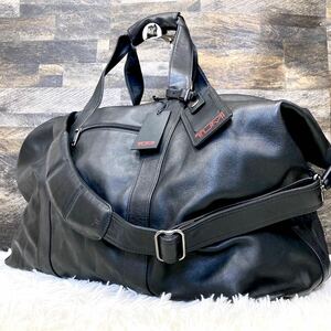 極美品 TUMI トゥミ ボストンバッグ 旅行かばん ショルダー ハンド ビジネス 2way オールレザー 本革 黒 ブラック メンズ 大容量